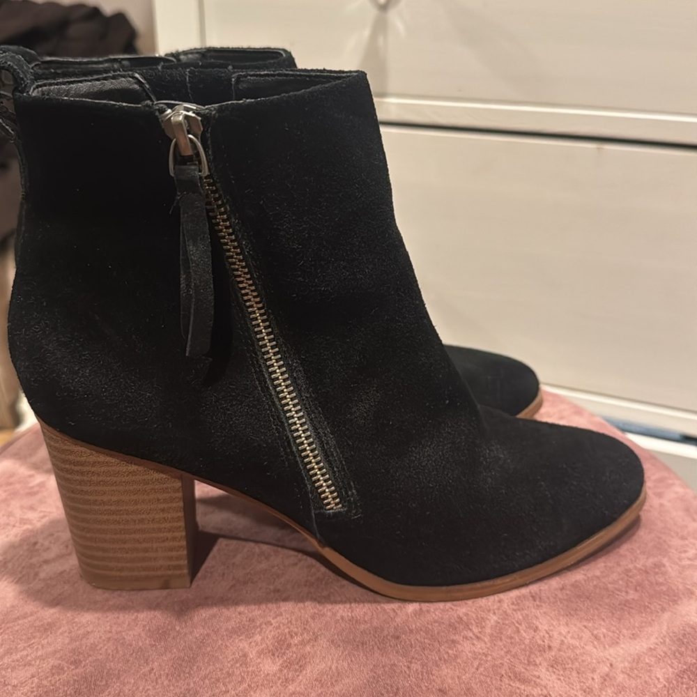 black and tan suede booties